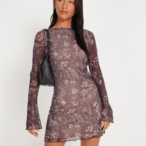 Motel Rocks SEVILA LONG SLEEVE MINI DRESS